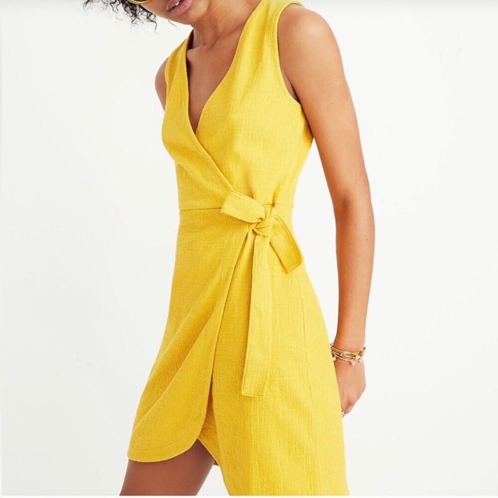 Madewell Yellow Wrap Mini Dress